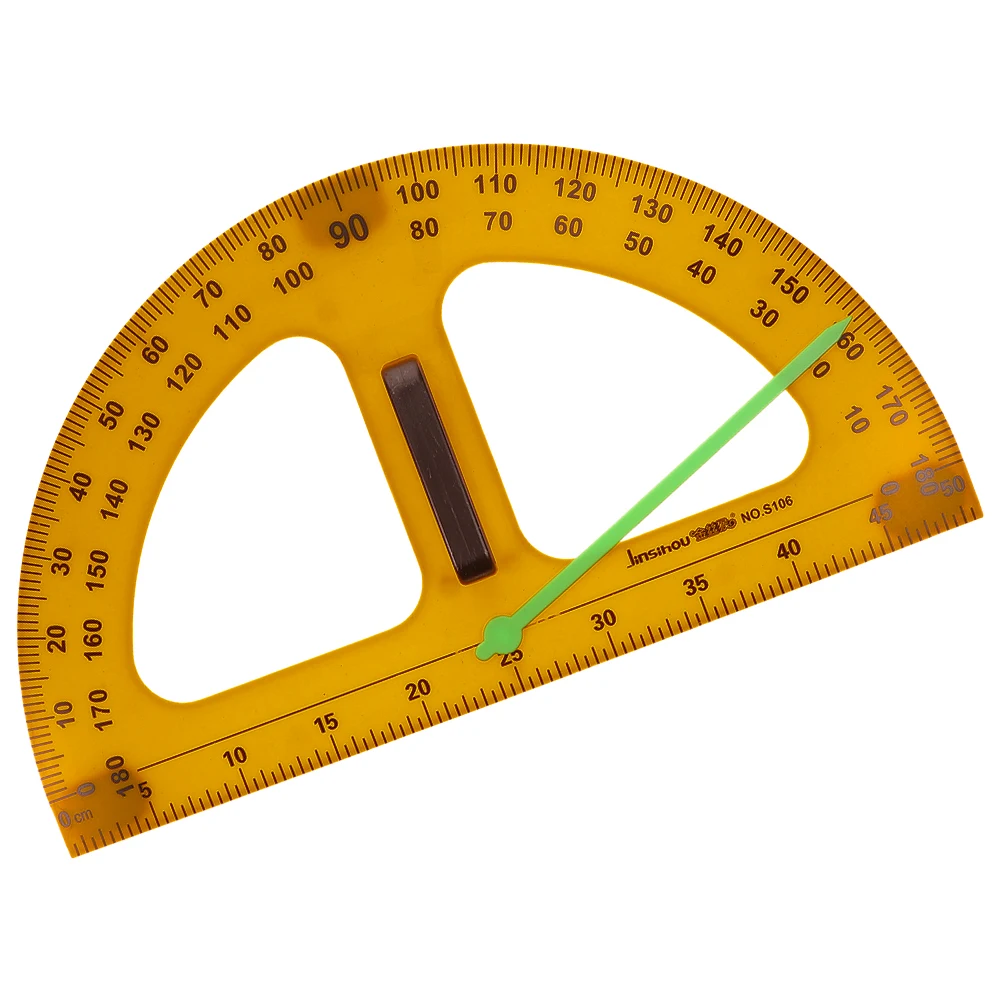 Large Protractor Teaching Drafting Tool Angle Ruler Half Circle Orange Plastic for Math Lesson Work