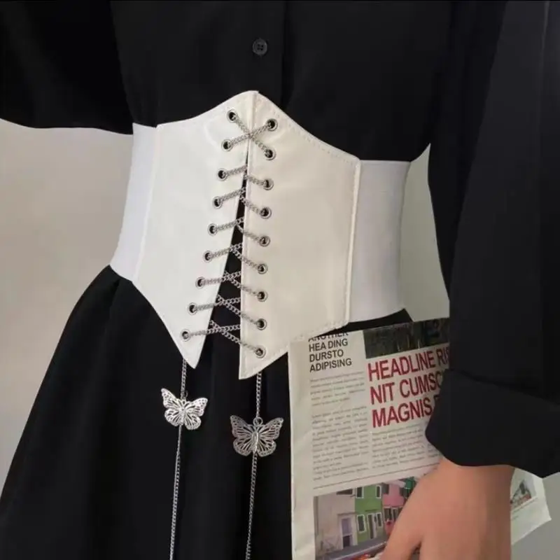 المرأة مثير مشد Underbust القوطية فراشة سلسلة منحنى المشكل حزام التخسيس
