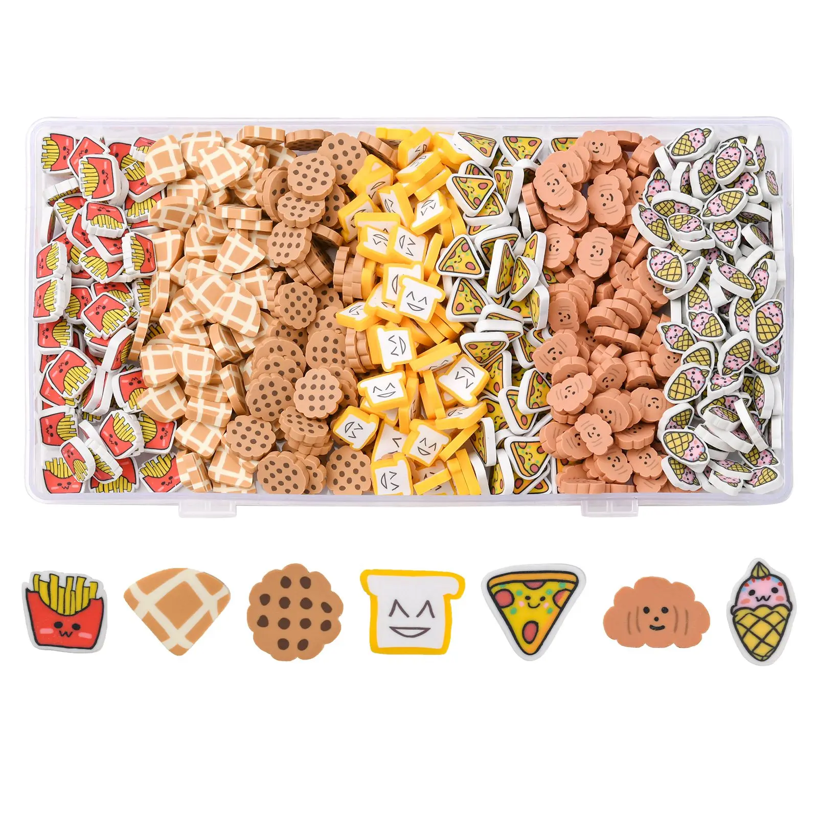 

105g 7 Styles Polymer Clay Food Slices Imitation Food Slices Cookie Pizza Ice Cream Slices for DIY Crafts Phone Case Decor