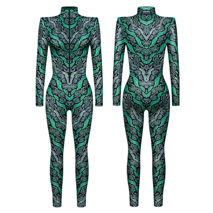 Herren Damen Punk Future Roboter Drache Schlange Totenkopf 3D-Druck Bodysuit Erwachsenen-Halloween-Kostüm Party Rollenspiel Schlanker Jumpsuit – Detail 7