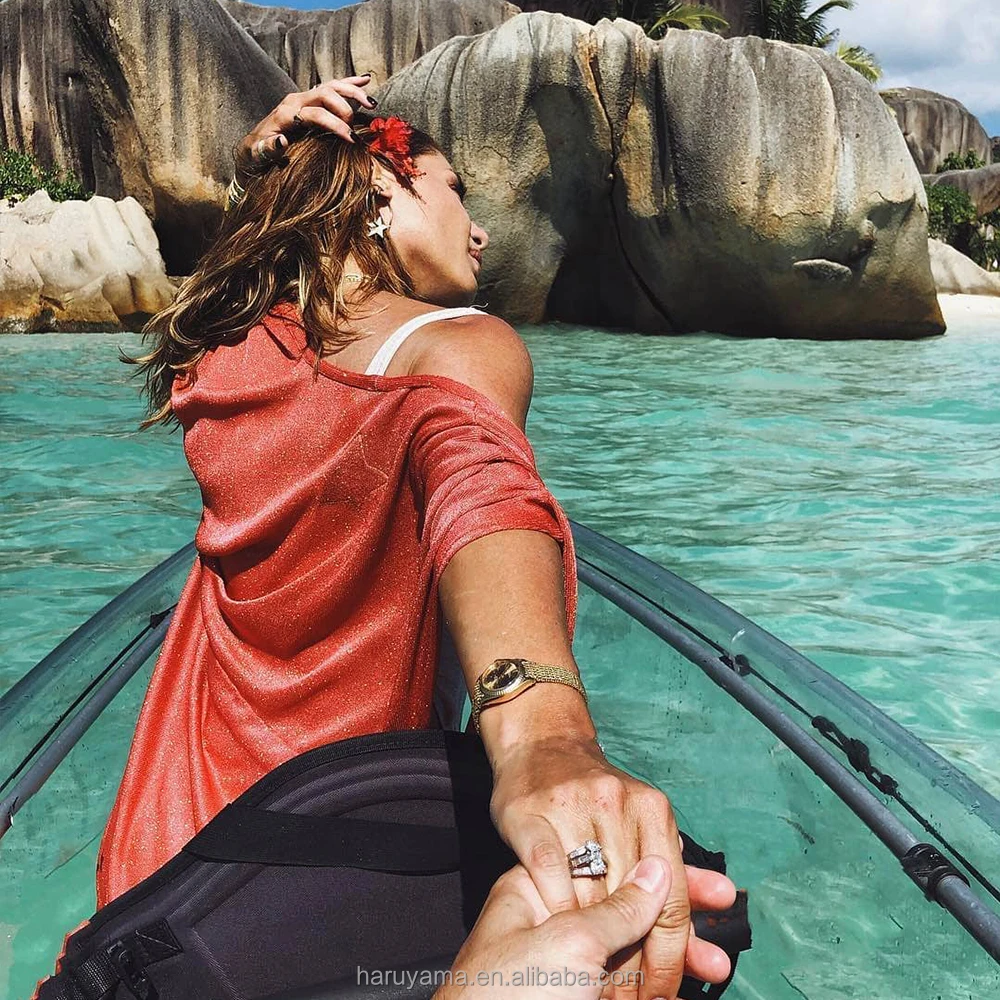 قوارب تجديف بلاستيكية صغيرة مفردة/مزدوجة، زورق كريستالي، قوارب كاياك شفافة للتجول