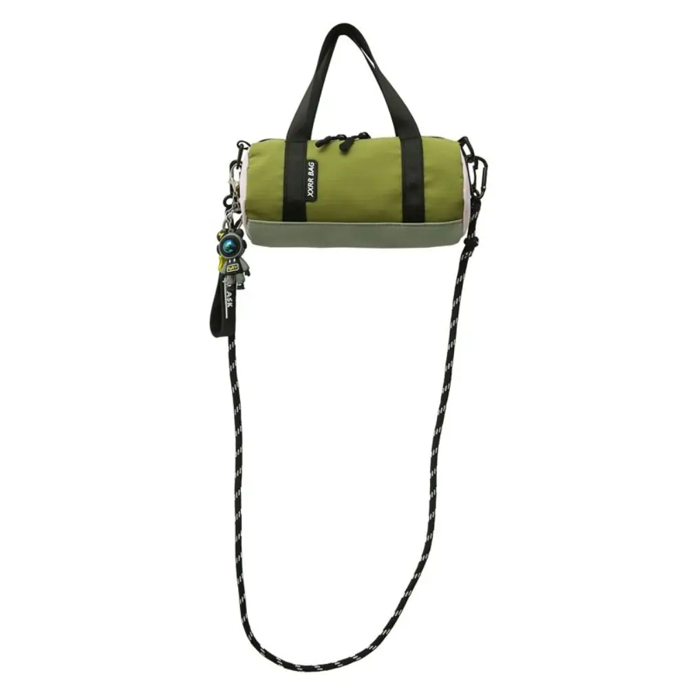 

Sport Bag Thin Strap Men Cylindrical Bag Lightweight Zipper Small Nylon Handbag Portable Breathable Simple Shoulder Bag Women