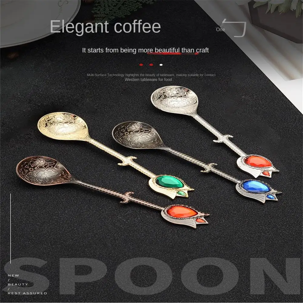 1/3/5PCS Vintage  Dessert Spoon Excellent Production Curved Handle Design Durable Retro Style Kitchen Accessory