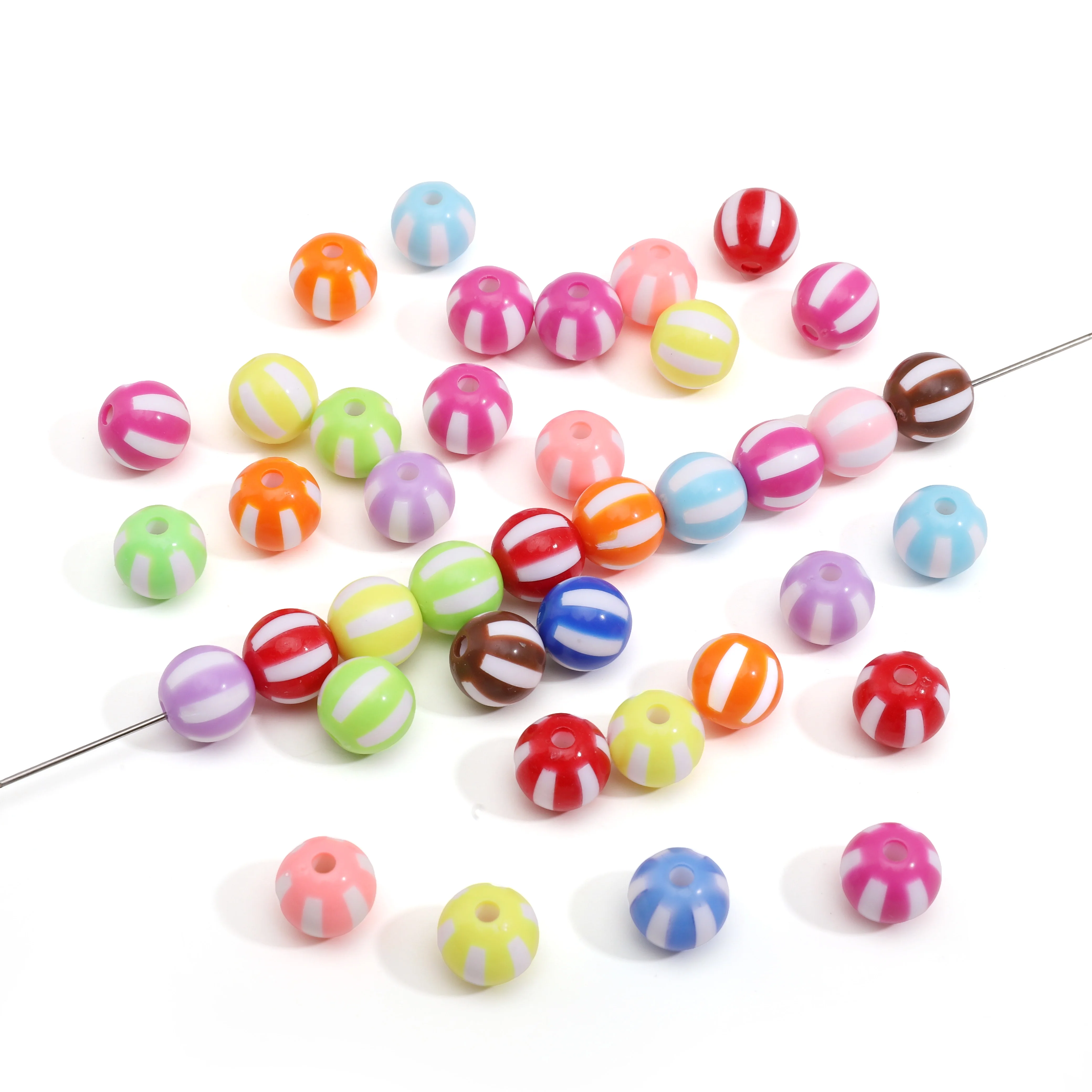10-20Pcs Zebra Beads Acrylic Beading Round Spacer Stripe Loose Beads Gift Charm for Jewelry Making DIY Accessories Decoration