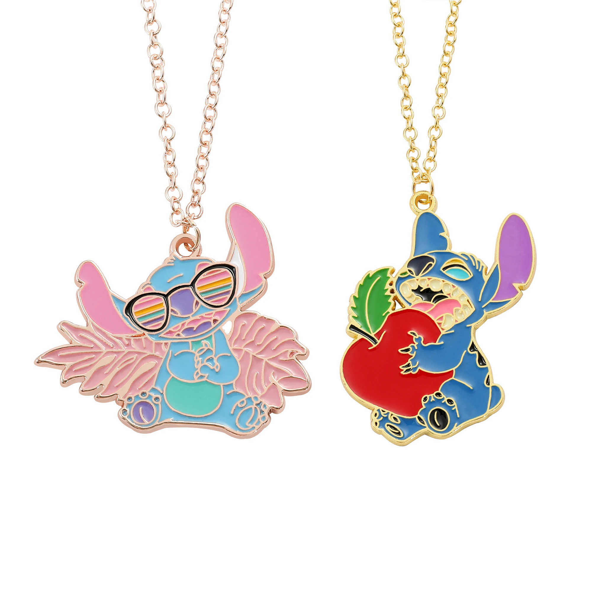 

Disney Lilo & Stitch Small Fresh Necklace Anime Figure Cute Stitch Enamel Pendant Neck Chain Trend Accessories for Girls