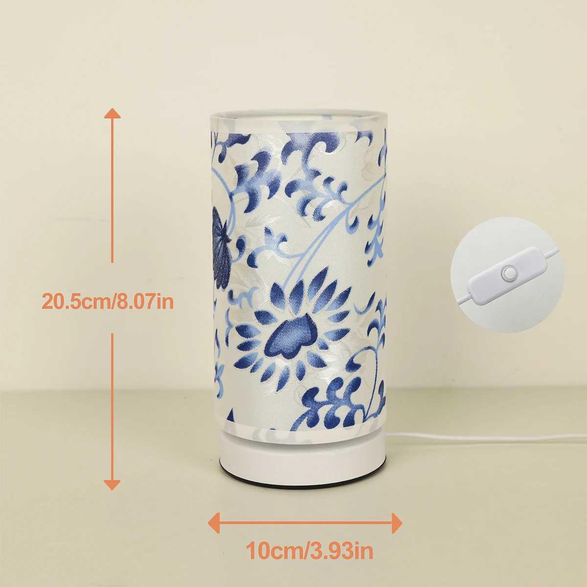 Modern fabric blue and white porcelain desk lamp, home warm lighting desk lamp suitable for bedrooms, study rooms