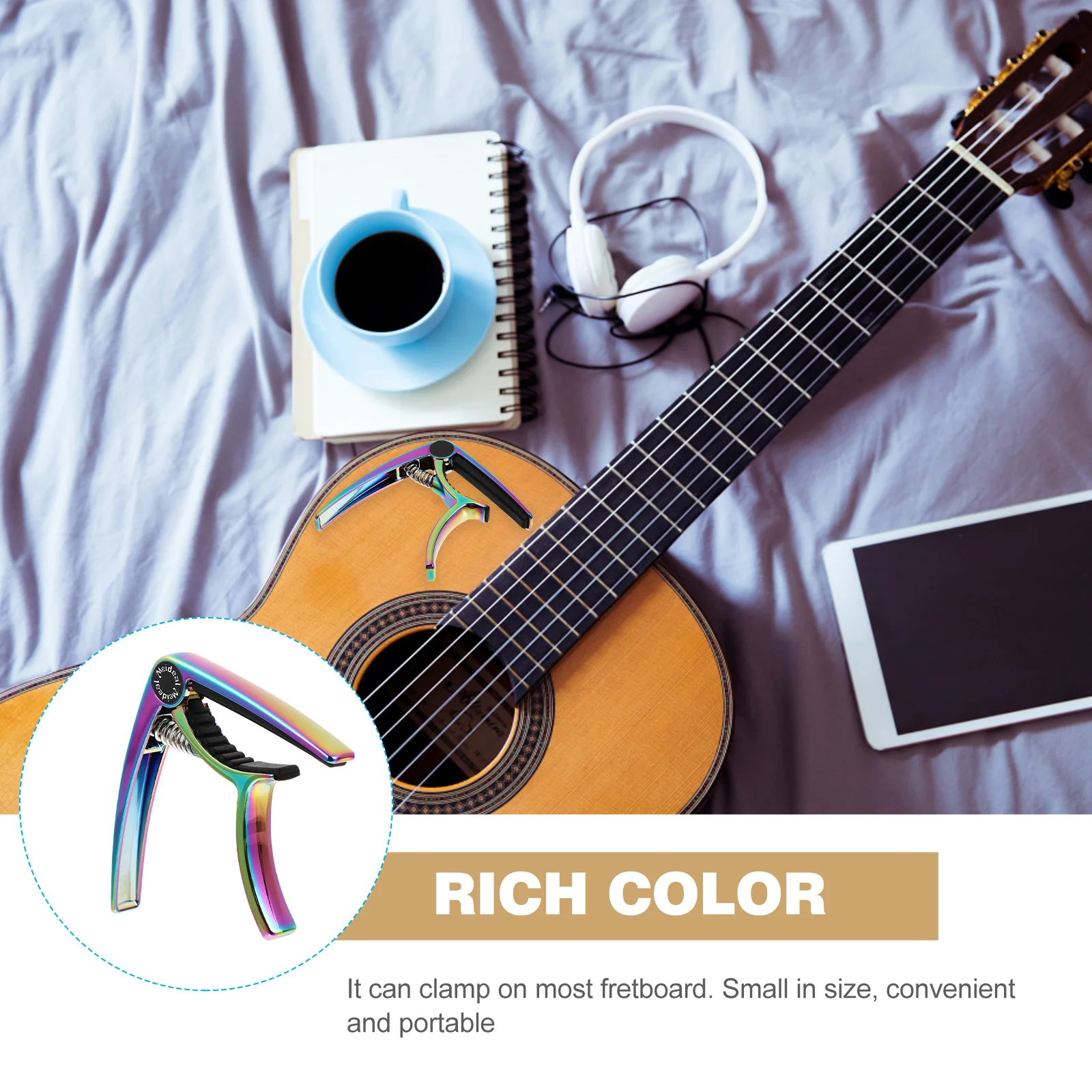 

1pc Guitar Capo Zinc Alloy Quick Release Portable For Electric Folk Ukulele Practical Tuner Clip On Musical Instrument Part