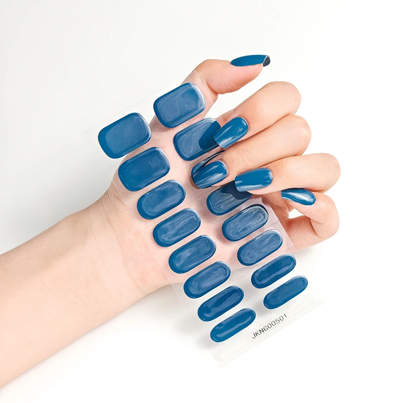 ملصقات شبه معالجة بلون سادة وغطاء كامل للأشعة فوق البنفسجية وشرائط أظافر جل لتزيين الأظافر بلون نقي يدوم طويلاً #2