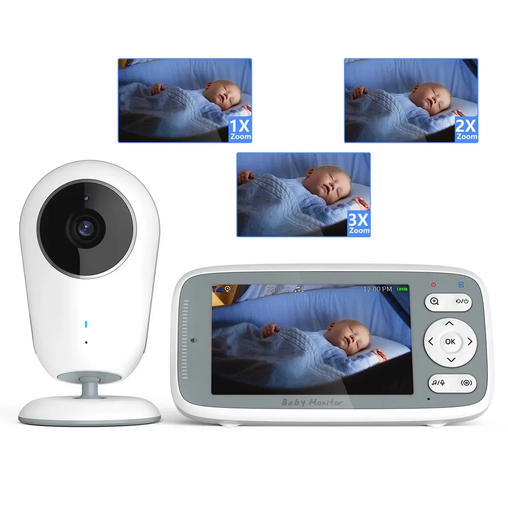 4.0 Inch Video Baby Monitor 3X Digital Zoom Video Camera Two Way Audio Auto Night Vision Security Camera 720P Babysitter VB615