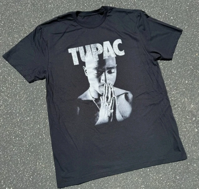 

2pac Men's Classic Black & White T-Shirt 100% Cotton
