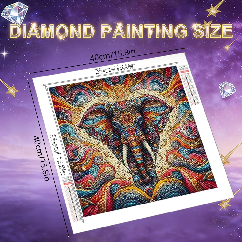 HUACAN Diamond Mosaic Kits Elephant Animal Colorful Home Decor Diamond Painting Flower Handicrafts Diy Gift Handmade