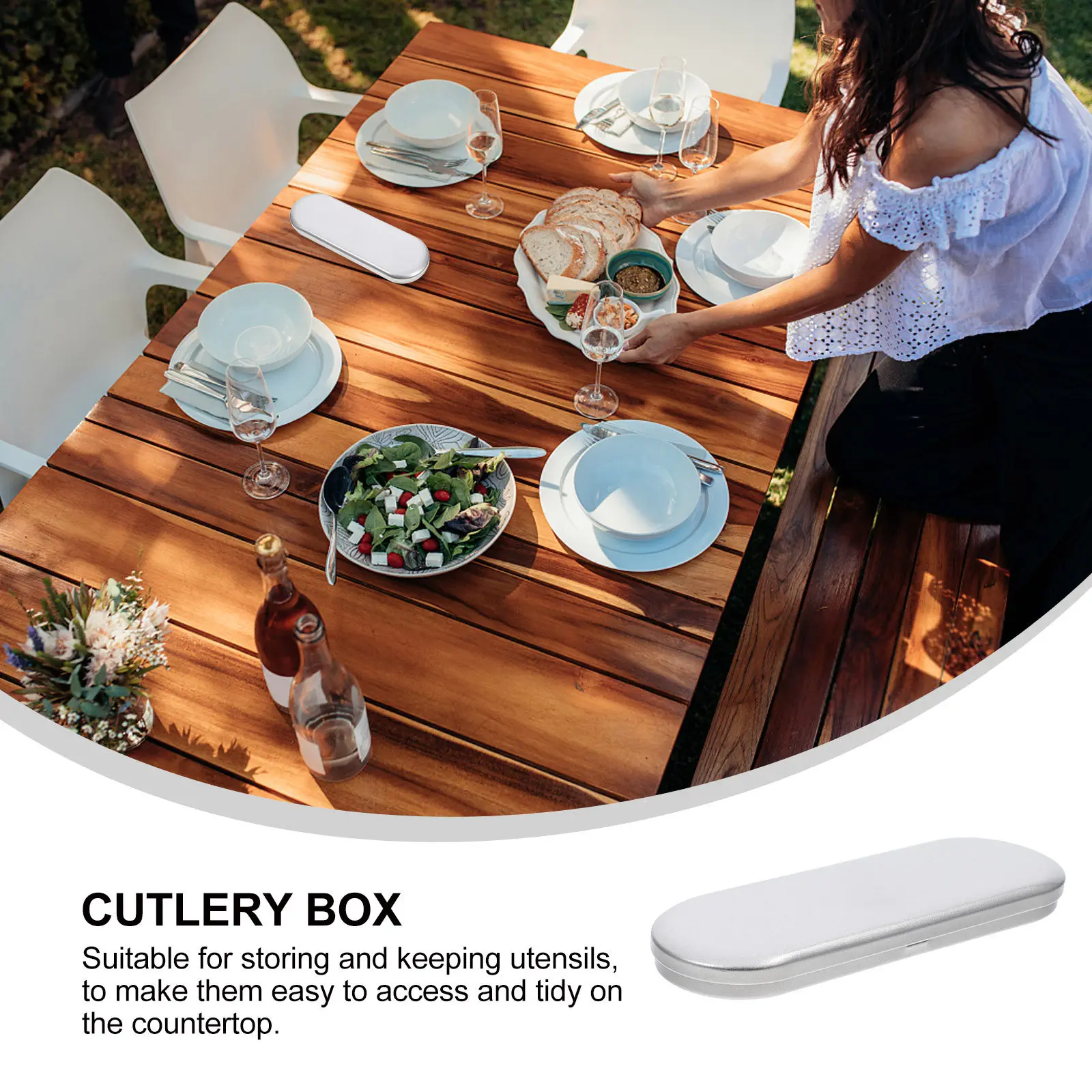 Cutlery Box with Clamshell Design – Scratch-Resistant Utensil Holder for Kitchen Countertop, Chopsticks Fork Spoon Organizer