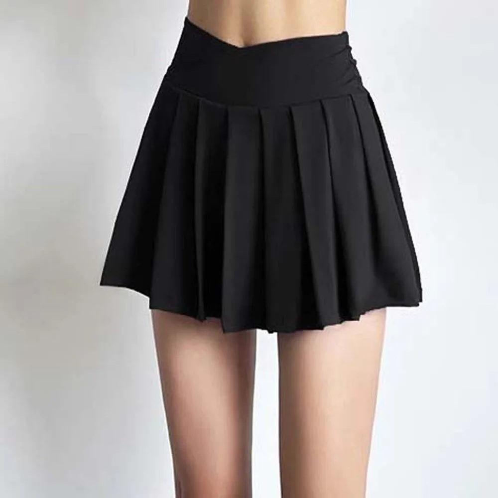 Combined in One High Waist Pleated Skirt Fitness Clothes Breathable Tennis Short Fillibeg Tight Solid Color Sports Yoga Kilt