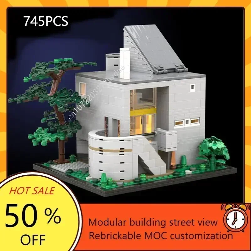 745PCS Gwathmey House Modular MOC Creative street view Model Custom Puzzles Architecture DIY Education Assembly Model Toys Gift