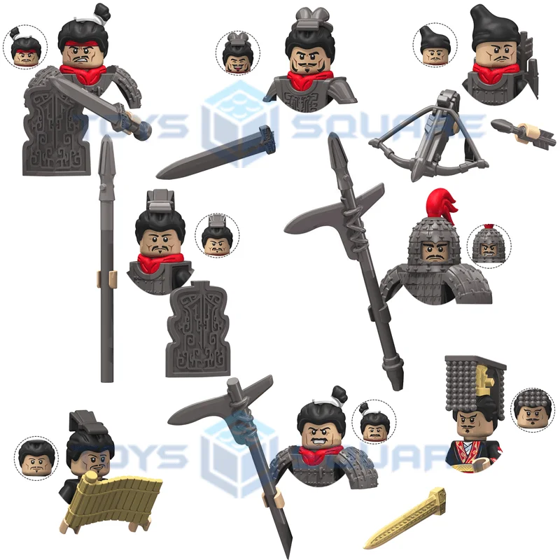 The Ancient Elite Heavy Armor Dagger Soldier Sergeant General Crossbowman Civil Official Emperor Qin Model Blocks Bricks KT1088