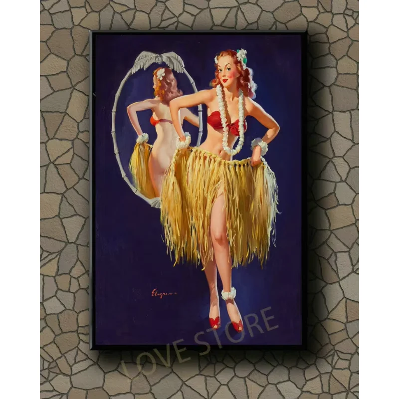 P173 Vintage Beautiful Pin-up Girl Classic Picture 297 Silk Fabric Poster Art Decor Indoor Painting Gift