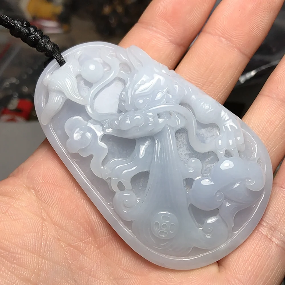 Certifed Jadeite Draon and Phoenix Necklace Pendant Natural Burma Jade Jewlery for Men Amluet Healing Protection Jewelry