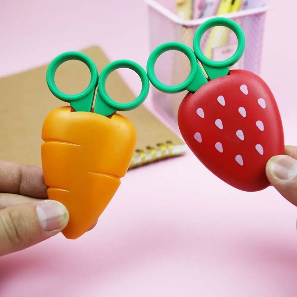 4Pcs Funny Magnetic Cartoon Fruit Scissors Children's Grape Safe Mini Scissor Banana Multi-function Paper Cutter Stationery DIY