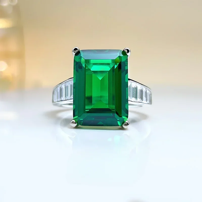 

Fashion New Green Cut High Carbon Diamond S925 Ring, Tourmaline, Athens Wedding Jewelry