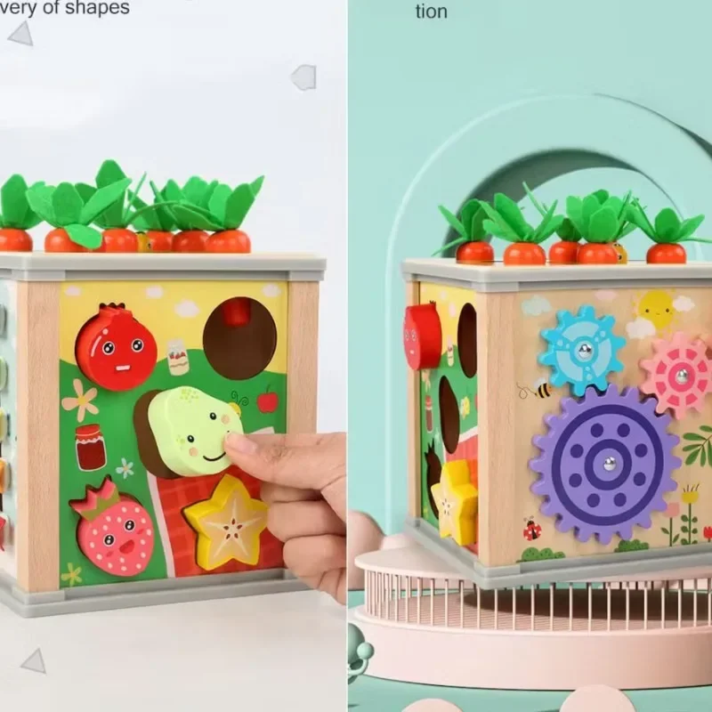 6 in 1 Cubo di attività Giocattolo educativo Montessori per 1 3 anni Abilità motorie fini Riconoscimento orologio Giocattolo occupato per bambini