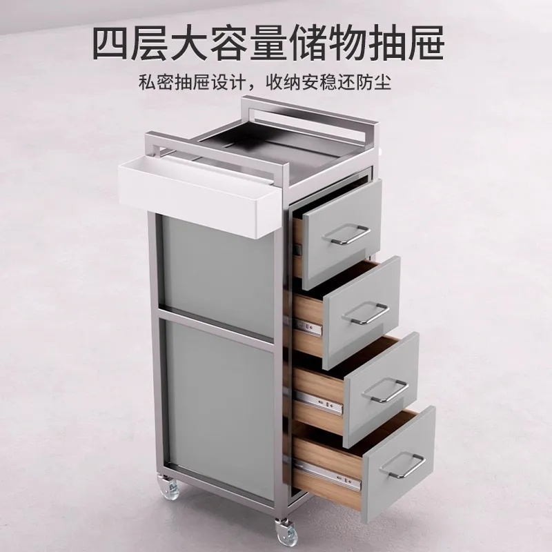 Stainless steel hairdressing shop tool cabinet Barber shop storage cabinet Hair cutting cabinet Hair salon special cart Perming