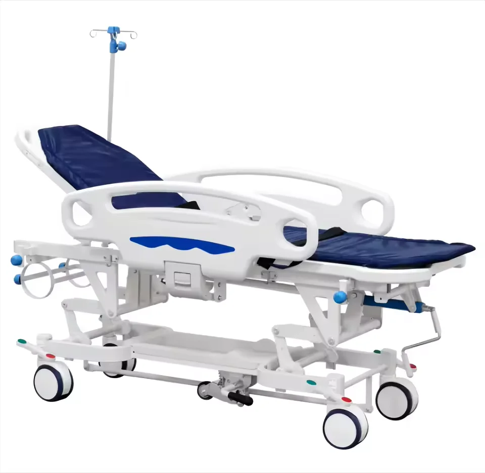 Hospital Multi-Function Hydraulic Transfer Stretcher Cart Mobile Medical Patient Transport Trolley Bed Emergency Transfer Bed
