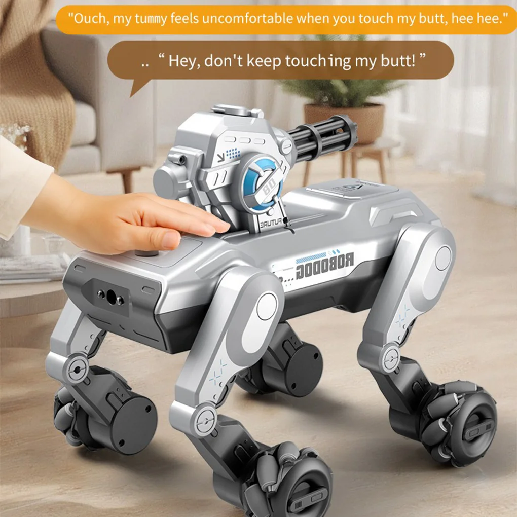 2.4G Remote Control Robot Dog with Singing Dancing Intelligent 360° Rotating launching Cannon Puppy Toys For Kid
