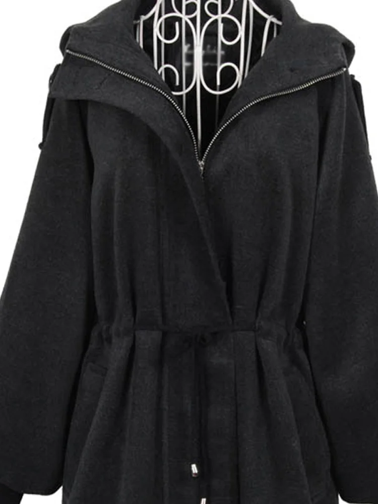 Wool Blend Coats Womens Woolen Coat Red Autumn Blended Stand-Up Collar Sashed Elegant Mature Parisian Style Office Lady Tasteful