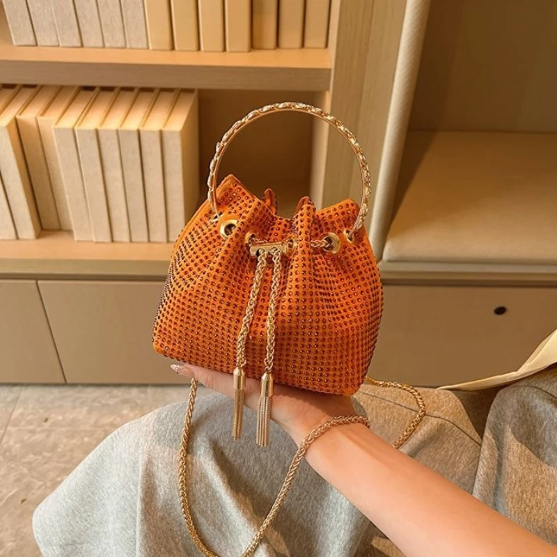 Neue Damenhandtasche, modische, hochwertige, mit Diamanten eingelegte, multifunktionale Aufbewahrungstasche, hochwertige, einfarbige Einkaufstasche für Pendler