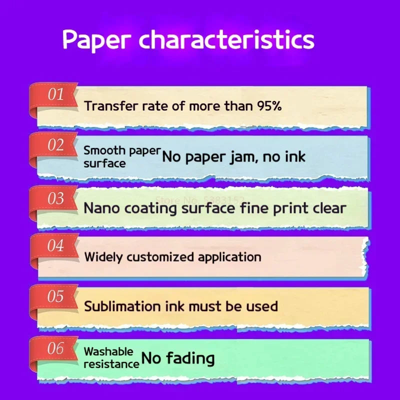 Novo 100 folhas de papel de transferência térmica a4, sublimação térmica e papel de secagem rápida, impressão de camisetas e papel de transferência de calor