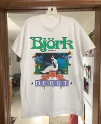 Bjork-大人用の半袖Tシャツ,白,ジム,コンサート用