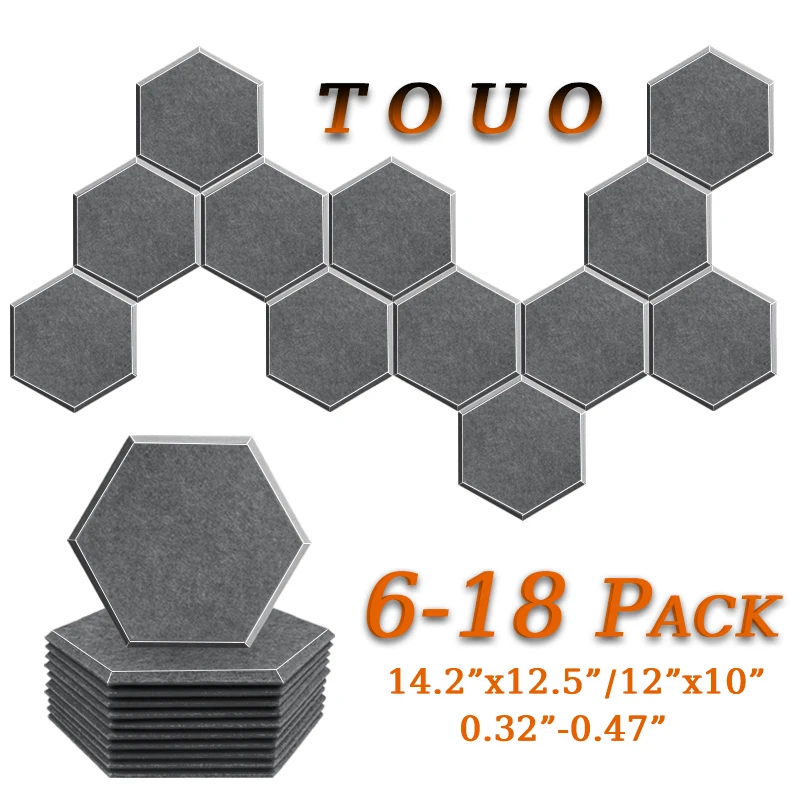 

TOUO 6-18 Pcs Flame-Retardant Acoustic Panel High-Density Sound Insulation Wall Panels Soundproof Ceiling Ktv Acoustic Treatment