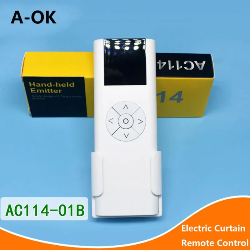 A-OK AC114-1 Single Channel Remote Controller Electric Curtain RF433 Wireless Transmitter for A-OK RF433 Curtain Motor/Tubular