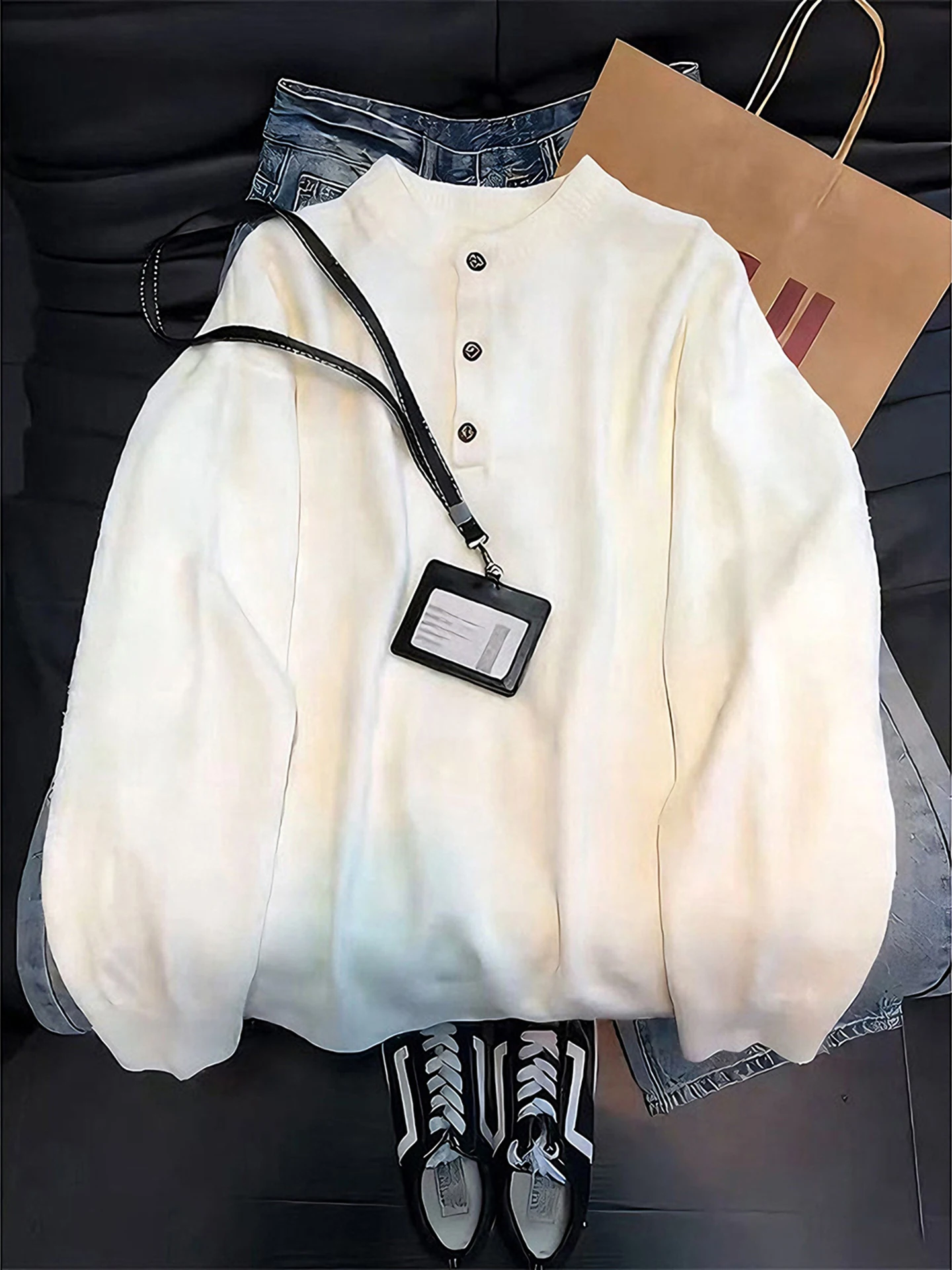 

Вязаный свитер с воротником Thiened Henry в стиле ретро, мужской зимний корейский шерстяной свитер для пары Lazy Faion, повседневная одежда