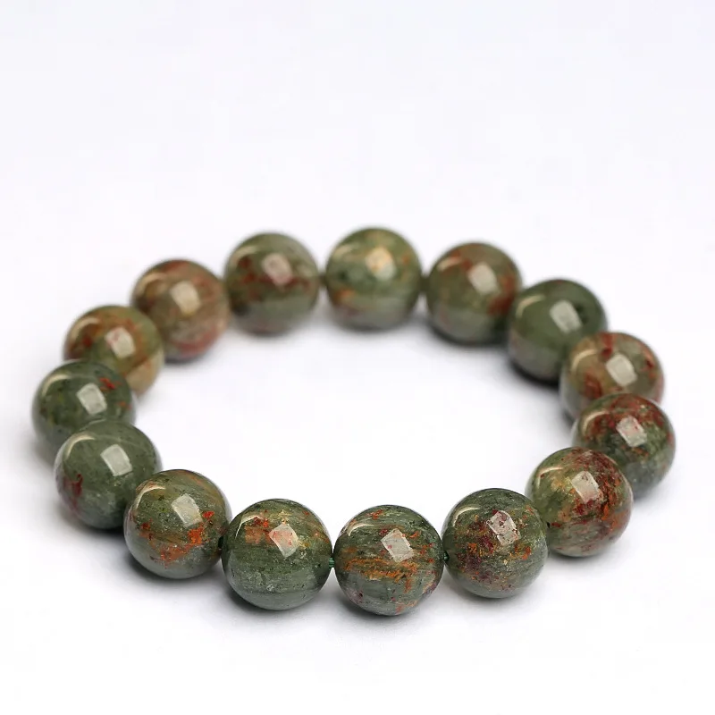 

Natural Full Meat Green Phantom Quartz Bracelet 9MM Round Beads Healing Crystal for Wealth & Energy Balance Men Women 1735