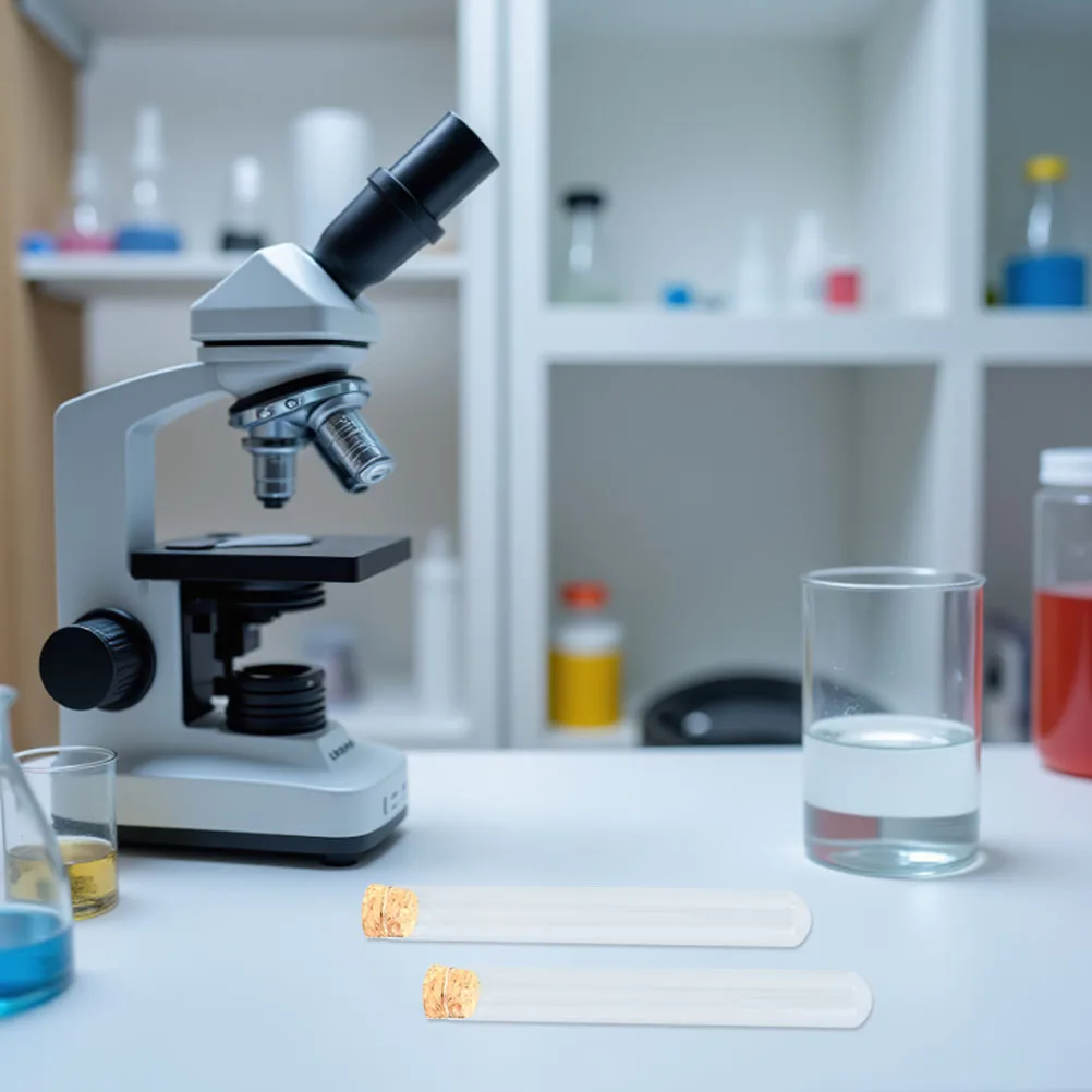 

10pcs Glass Test Tubes Round Bottom Sample Storage Containers Wood Corks Chemical for Laboratory