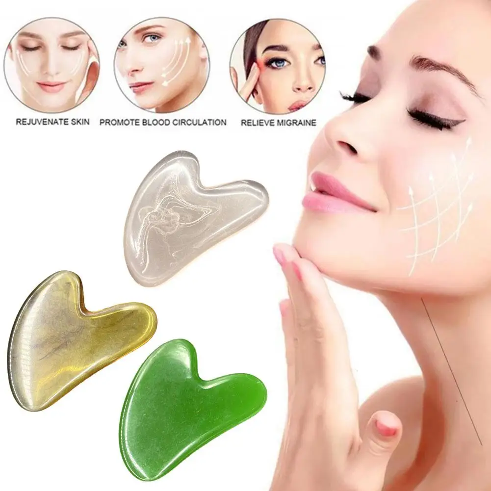 Massaggiatore per raschietto facciale Gua Sha in resina naturale-strumento per la cura di occhi, naso e viso-strumento per la cura della pelle Beauty SPA guazzo