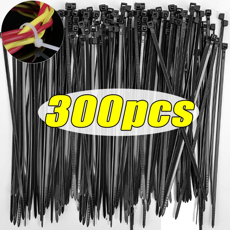 Self-locking Plastic Nylon Tie Fastening Straps for Cable-Tie-Set Cable Zip Tie Fastening Ring Zip Wraps Strap Ties 100~300pcs