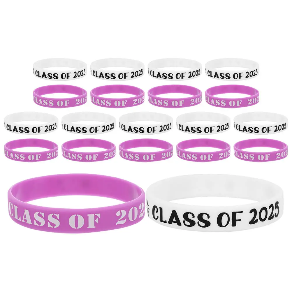 20Pcs Graduation Season Silicone Wristbands Adjustable Size Fashion Graduation Party Accessories Congrats Grad Bracelets