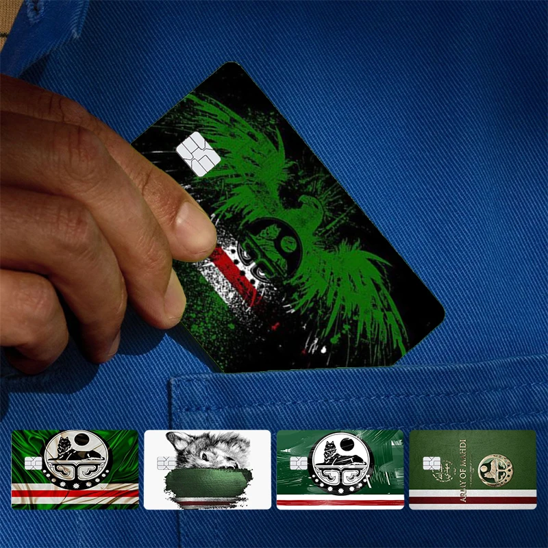 Chechen Wolf National Flag Cover Skin Sticker For Credit Card Bank Debit Bus Card Front Side