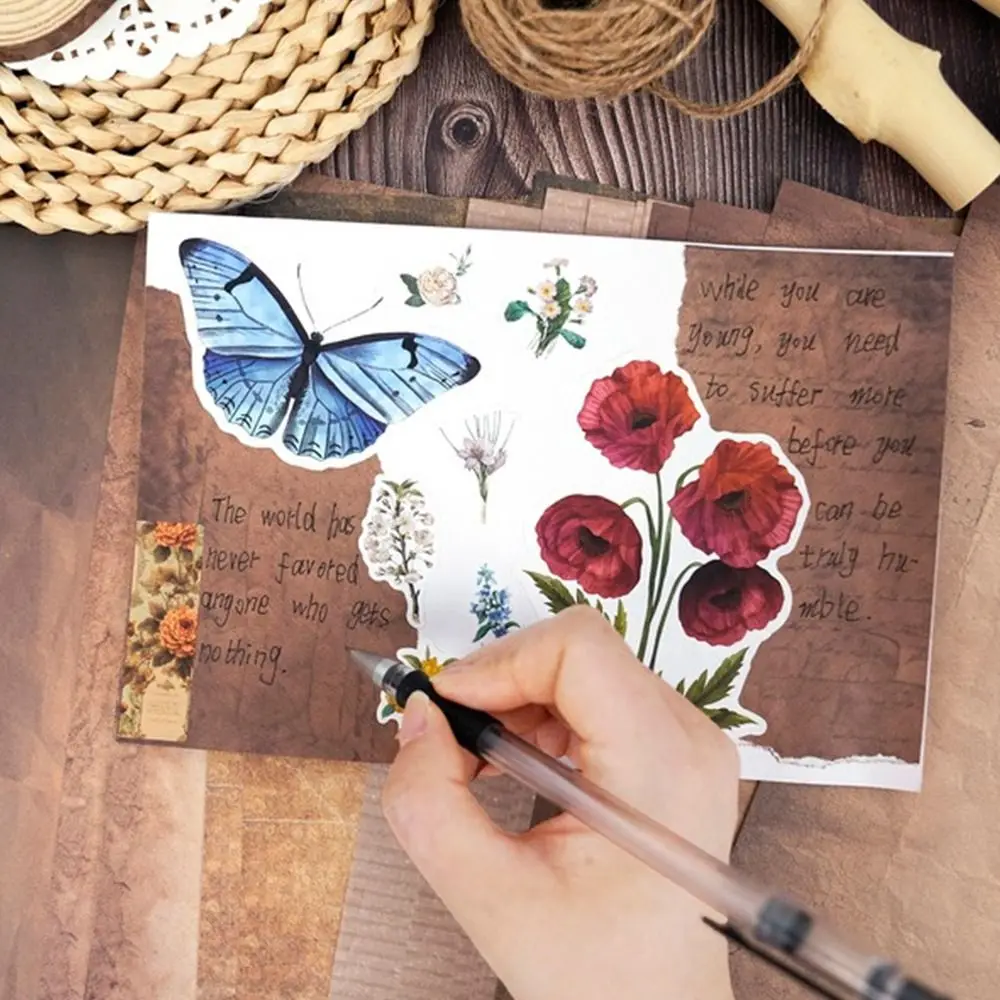 48PCS Creative A4 Letter Paper Brown Double Sides Writing Paper DIY Scrapbooking Craft Decorative Material Paper Scrapbook