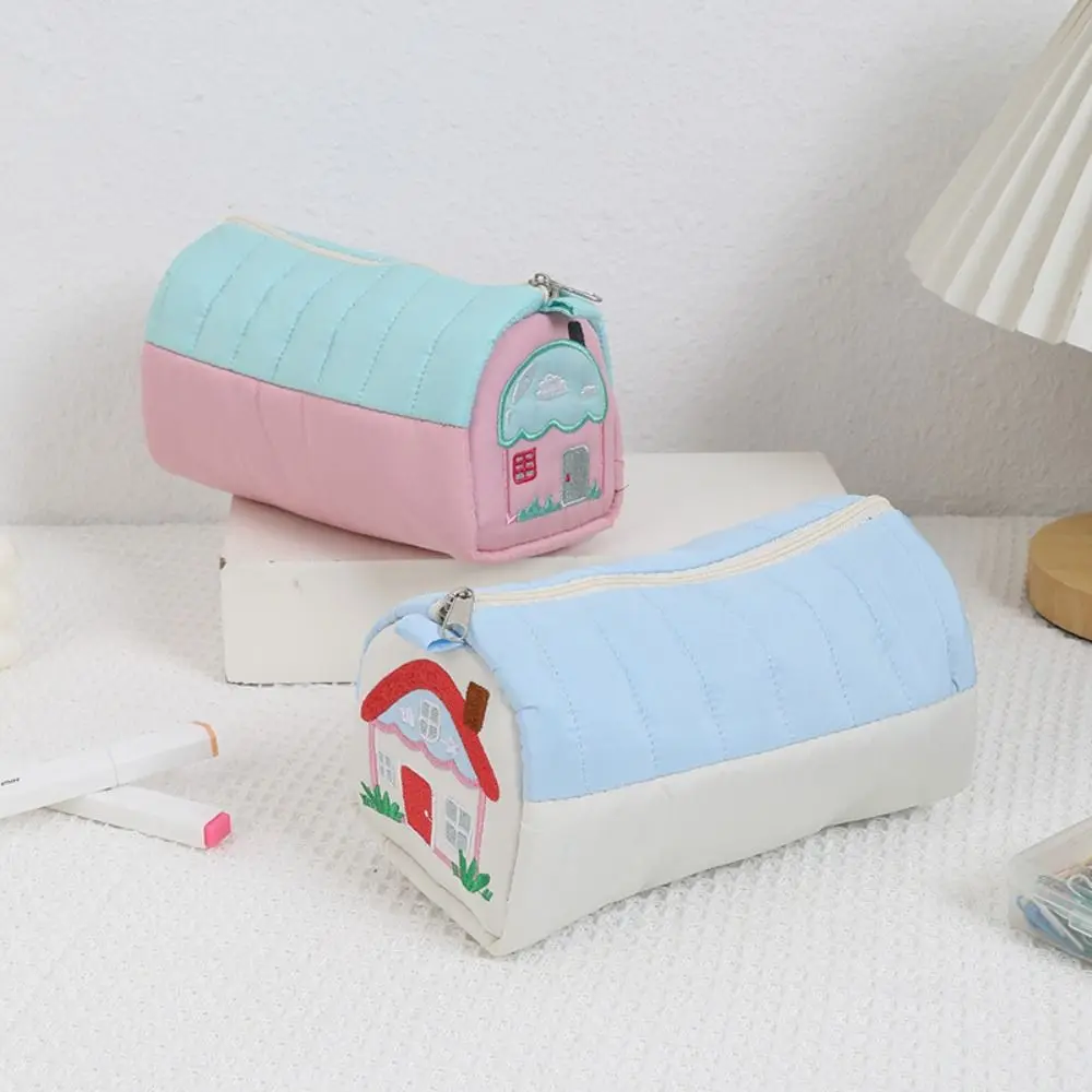 Cute Cartoon House Pen Bag Large Capacity Stationery Organizer Multifunctional Pencil Case Students Gift School Supplies