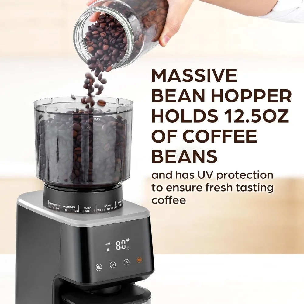 

Conical Espresso Burr Coffee Grinder - Touchscreen, 51 Bean Grind Settings, Precision Electric Timer, Stainless Steel