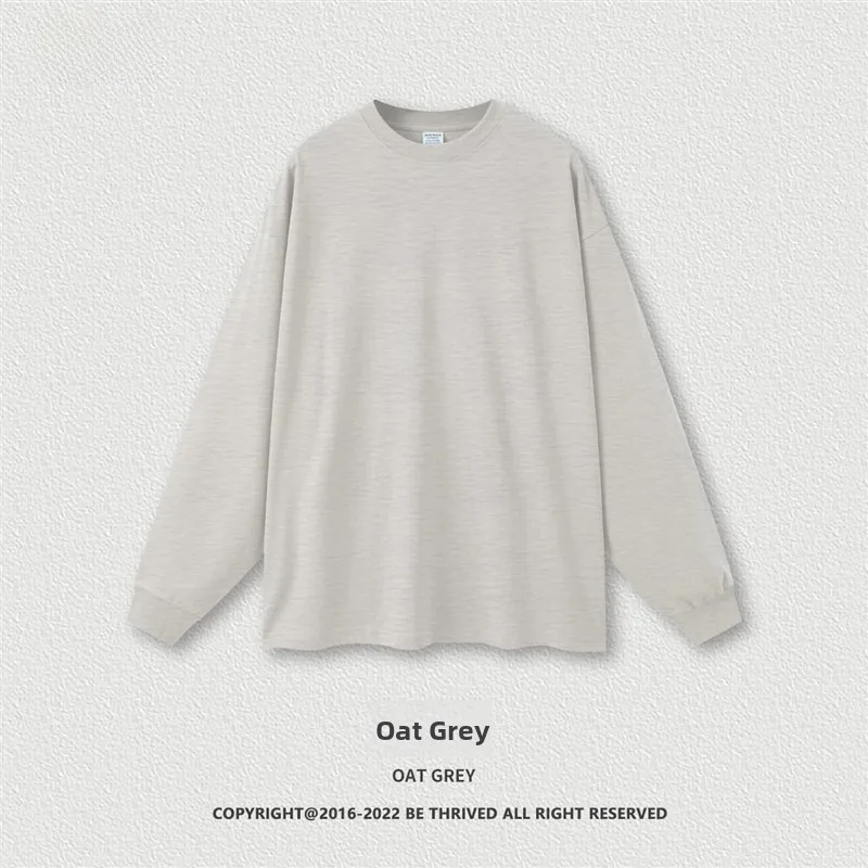 

Мужская свободная хлопковая футболка с длинным рукавом, весна 2024, однотонная, для пар, удобная, дышащая, с рукавом до плеча