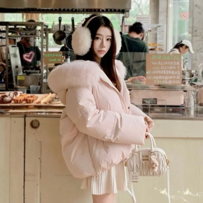 

Pink Short Down Jacket Women Winter Clothing New Style Petite Stylish Thick Cotton Coat Unique Pretty Padded Coat