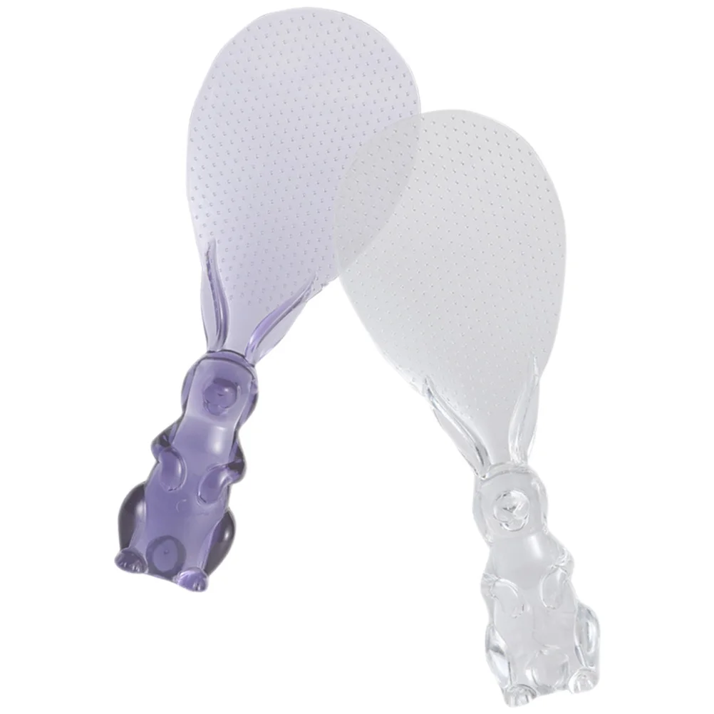 

2Pcs Reusable Rice Paddle with Bumps Anti-Adhesive Surface Bunny Shaped Handle Stand-Up Rice Spoon for Household Kitchen Use