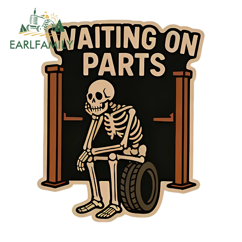 EARLFAMILY Waiting On Parts Motorcycle Stickers Amusing Personality Scooter Skateboard Decals Waterproof Sunscreen JDM Graffiti