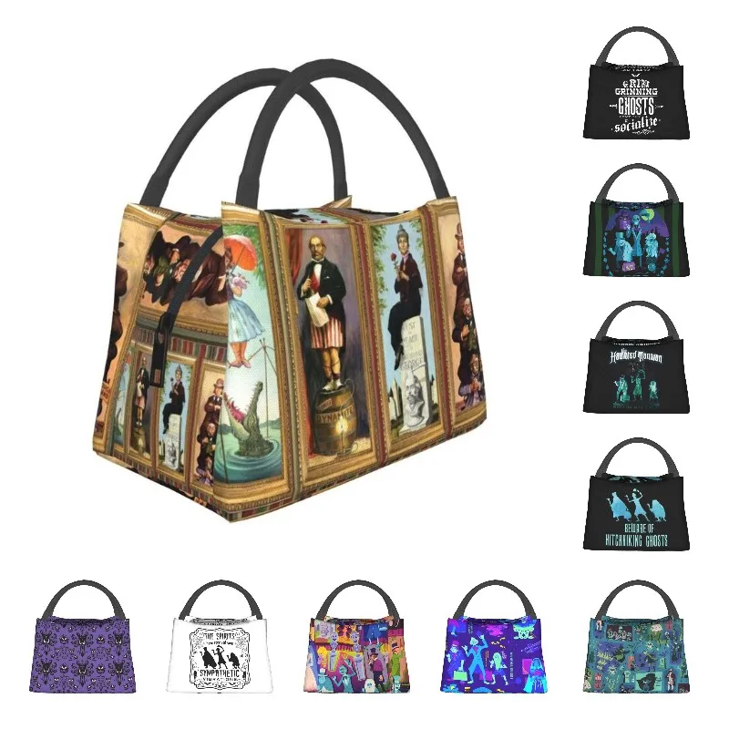 Custom Haunted Mansion Stretching Lunch Bags Women Thermal Cooler Insulated Lunch Box for Work Pinic or Travel