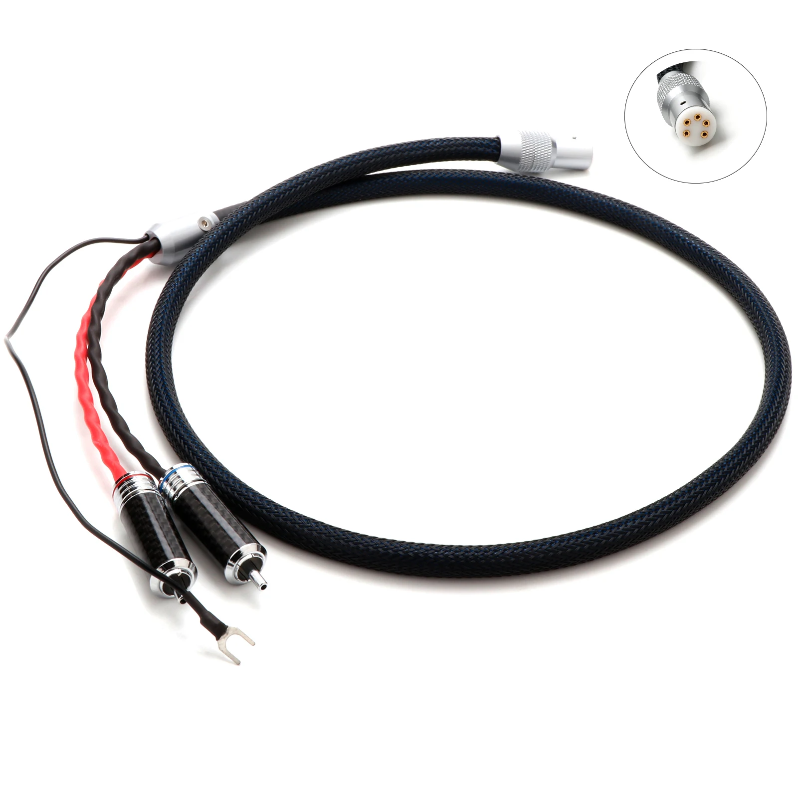 5Pin DIN to RCA Phono Tonearm Cable with Ground Wire OCC Silver Plated Phono Cable Shield for LP Turntable