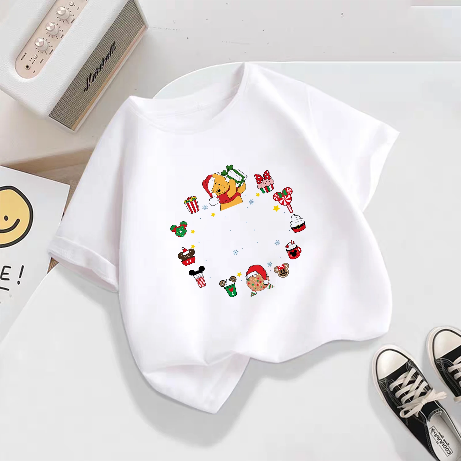 تي شيرت ديزني كارتوني للأطفال 100% قطن بأكمام قصيرة - تي شيرت جميل بأكمام قصيرة للأطفال بتصميم جميل